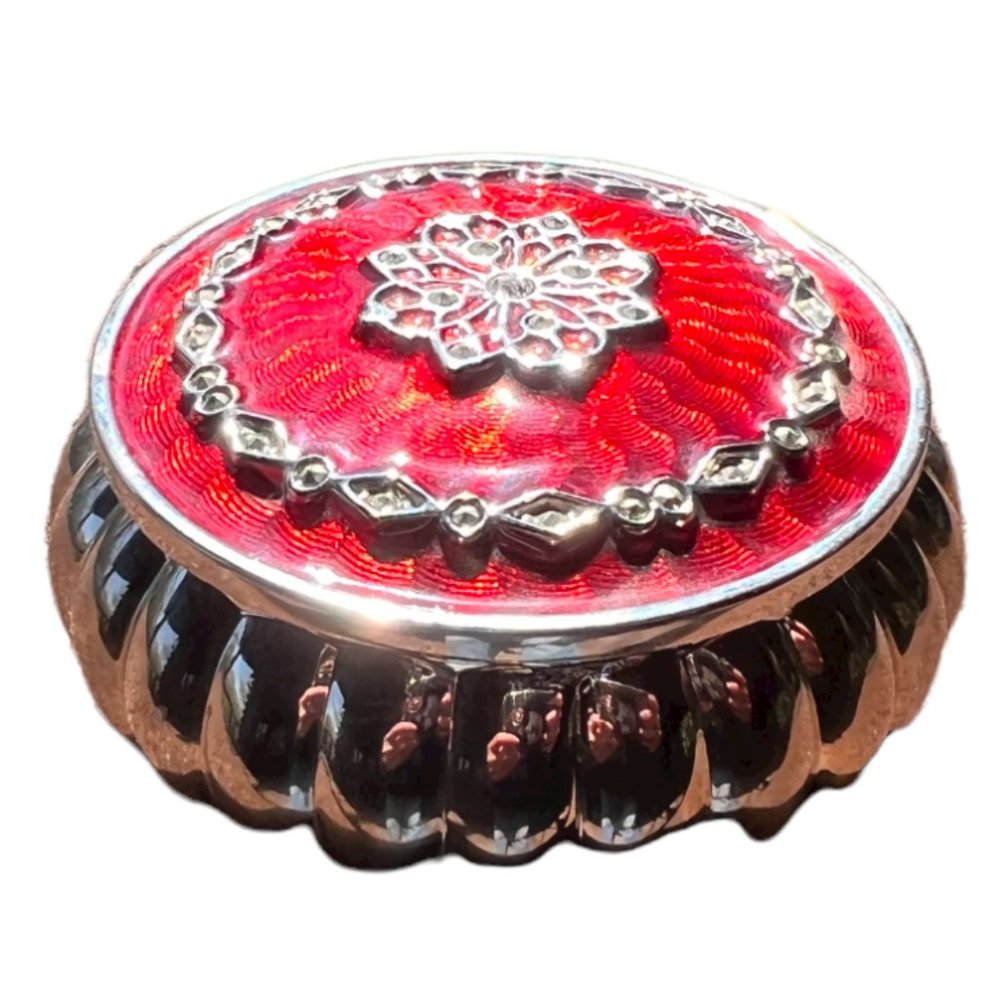 For Your Ease Only 2006 Silver w/Red Lid Velvet-Lined Jewelry/Trinket Box